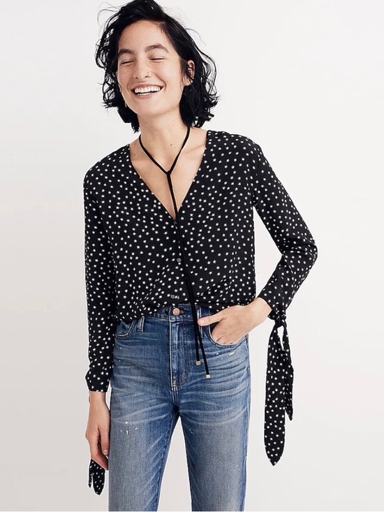 Madewell Tops - Madewell Silk Star Scatter Tie-Sleeve Top
